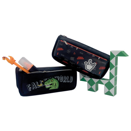 Пенал мягкий ЮНЛАНДИЯ, 2 отделения, полиэстер, "Cool vibes", черный, 21х9х6 см, 271573 - Пеналы мягкие