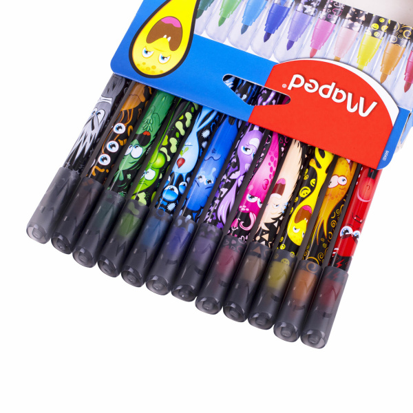 Фломастеры MAPED "COLOR PEP'S Monster", 12 цветов, смываемые, вентилируемый колпачок, 845400 - Фломастеры классические