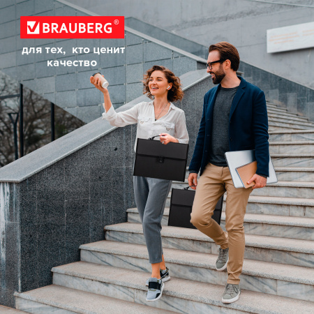 Папка-портфель пластиковая BRAUBERG А4 (332х245х35 мм), 13 отделений, черная, 221378 - Портфели пластиковые
