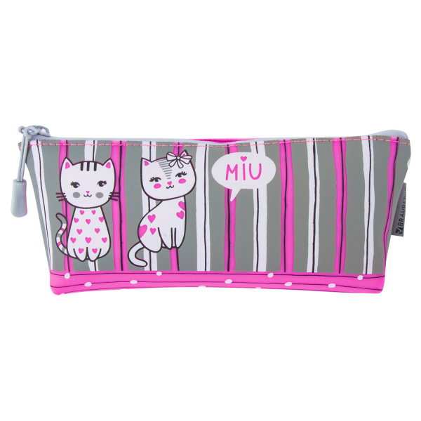 Пенал-косметичка BRAUBERG треугольный, мягкий, "Kittens", 22х3х8 см, 229255 - Пеналы мягкие