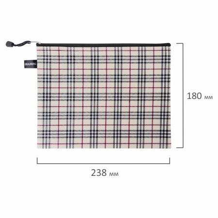 Папка-конверт СУПЕР КОМПЛЕКТ на молнии, 6 штук (А4 - 2 шт., А5 - 4 шт.), ткань в клетку, BRAUBERG, 271350 - Папки-конверты на молнии