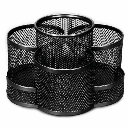 Подставка-органайзер вращающаяся BRAUBERG "Germanium", 7 секций, 110х165х175 мм, черная, металл, 237980 - Подставки канцелярские без наполнения