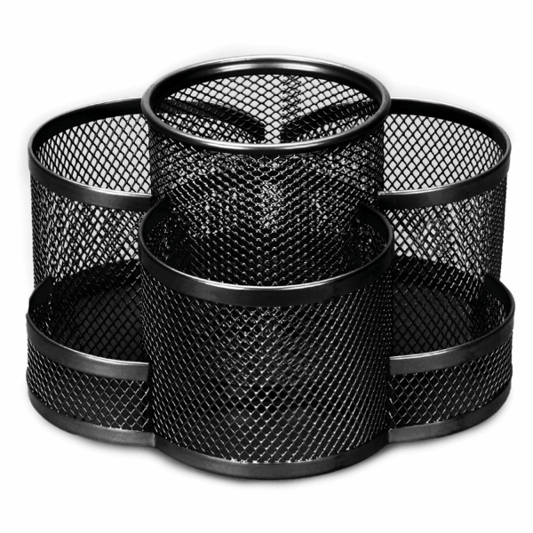 Подставка-органайзер вращающаяся BRAUBERG "Germanium", 7 секций, 110х165х175 мм, черная, металл, 237980 - Подставки канцелярские без наполнения