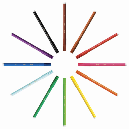 Фломастеры BIC "Kids Visa", 12 ЦВЕТОВ, суперсмываемые, вентилируемый колпачок, европодвес, 889695, 888695 - Фломастеры классические