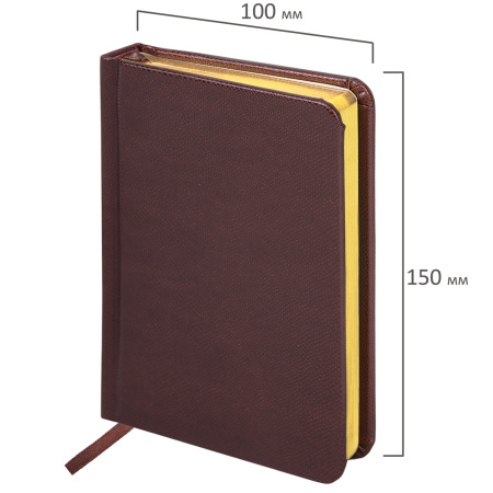 Ежедневник недатированный МАЛЫЙ ФОРМАТ А6 (100х150 мм) BRAUBERG "Iguana", кожзам, 160 л., темно-коричневый, 125105 - Ежедневники с покрытием "под кожу и ткань"