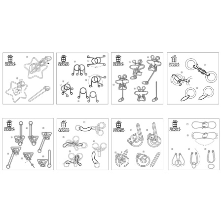 Головоломка металлическая большая ЗОЛОТАЯ СКАЗКА, 24 вида, в дисплее, разные уровни сложности, 664924 - Игрушки развивающие