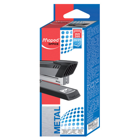 Степлер №24/6, 26/6 металлический MAPED (Франция) "Start", до 25 листов, темно-серый, 392710 - Степлеры настольные