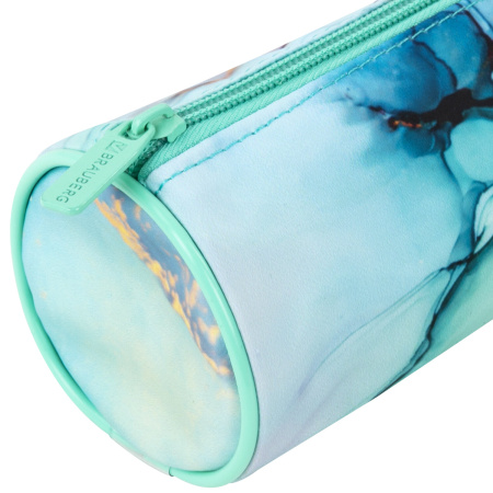 Пенал-тубус BRAUBERG, с эффектом Soft Touch, мягкий, "Mint marble", 22х8 см, 271568 - Пеналы мягкие