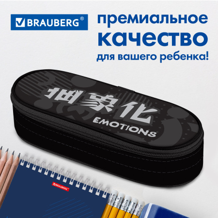 Пенал-футляр BRAUBERG, 1 отделение, органайзер, полиэстер, 22x9x5 см, "Emotions", 271588 - Пеналы мягкие