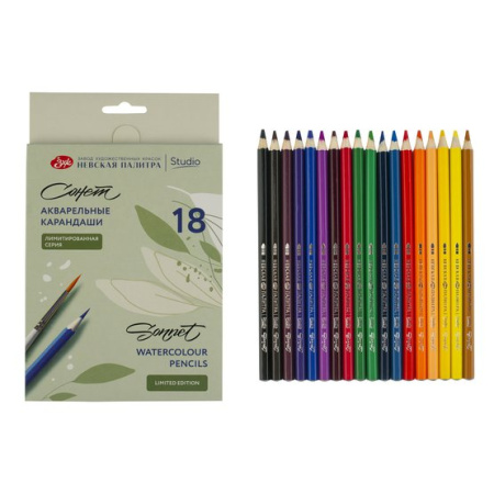 Набор акварельных карандашей "Сонет" "Цветочное вдохновение", 18 цветов, в картонной коробке - Карандаши цветные и акварельные профессиональные