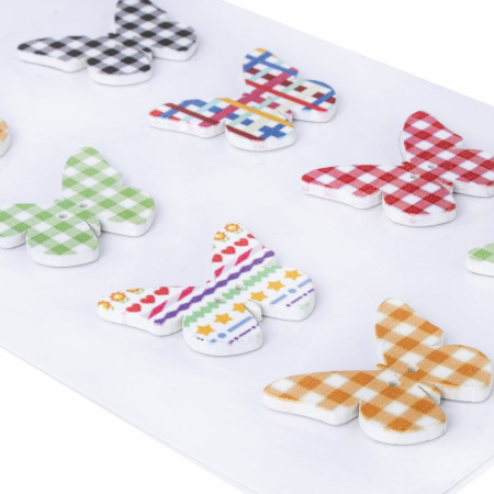 Наклейки деревянные БАБОЧКИ, 8 штук, ассорти, ОСТРОВ СОКРОВИЩ, 662285 - Наклейки для творчества