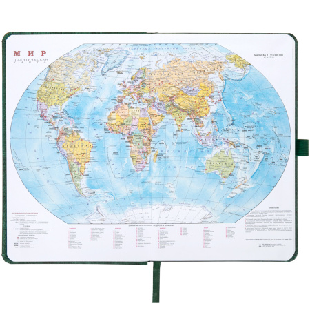 Ежедневник датированный 2023 А5 138x213 мм BRAUBERG "Wood", под кожу, зеленый, 114078 - Ежедневники с покрытием "под кожу и ткань"