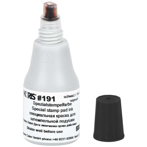 Краска штемпельная NORIS, черная, 25 мл, (унив. для глянц. бумаги, металла, пластмасс и т.д.), 191Ач - Штемпельная краска