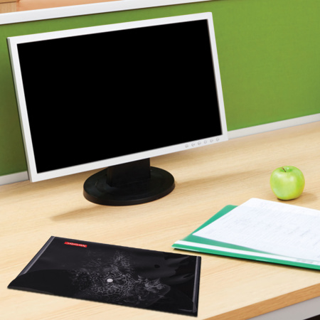 Папка-конверт с кнопкой BRAUBERG "LEOPARD", А4, 160 мкм, до 100 листов, цветная печать, 228039 - Папки-конверты с кнопкой