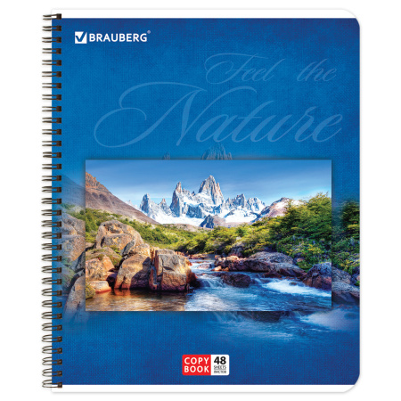 Тетрадь А5, 48 л., BRAUBERG, гребень, клетка, обложка картон, ПРИРОДА, 401874 - Тетради 40-48 листов