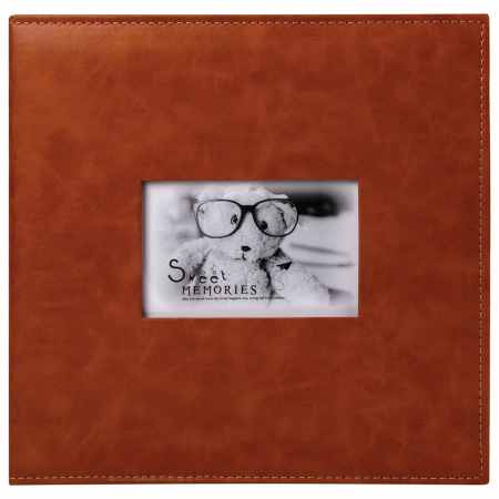 Фотоальбом BRAUBERG "Premium Brown" 20 магнитных листов 30х32 см, под кожу, коричневый, 391185 - Фотоальбомы