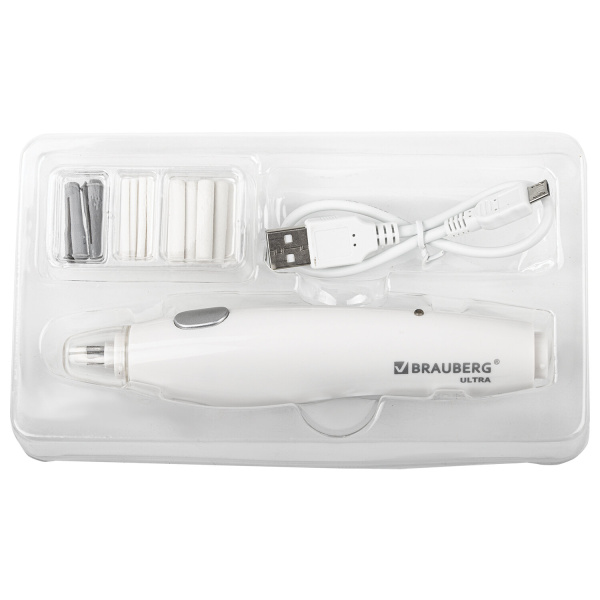 Ластик электрический BRAUBERG "ULTRA", АККУМУЛЯТОР, зарядка USB, + 16 сменных ластиков, 229609 - Ластики электрические