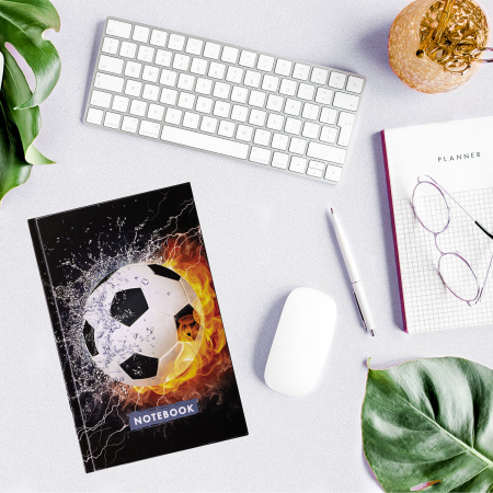 Блокнот А5 (134х206 мм), 80 л., твёрдый, клетка, BRAUBERG KIDS, "Футбол", 114419 - Блокноты детские