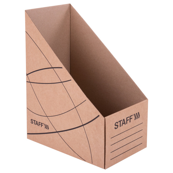 Лоток вертикальный для бумаг (250х320 мм), увеличенная ширина 150 мм, до 1400 листов, микрогофрокартон, STAFF, БУРЫЙ, 126515 - Накопители документов