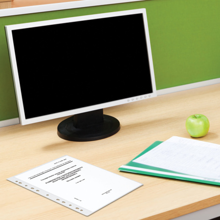 Папки-уголки с перфорацией прозрачные, до 40 листов, ПЛОТНЫЕ 0,18 мм, комплект 10 шт., BRAUBERG, 226827 - Папки-уголки пластиковые