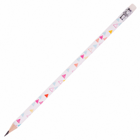 Карандаш чернографитный ЮНЛАНДИЯ "ГЕОМЕТРИЯ", 1 шт., HB, с ластиком, корпус ассорти, 181775 - Карандаши чернографитные