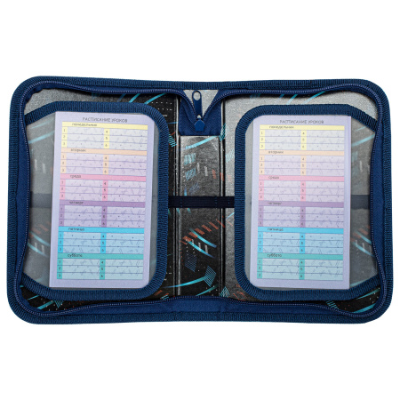 Пенал ПИФАГОР, 1 отделение, 2 откидные планки, полиэстер, 20х14 см, "Super car", 271020 - Пеналы каркасные