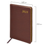 Еженедельник датированный 2024 А5 145х215 мм BRAUBERG "Iguana", под кожу, коричневый, 115022 - Еженедельники