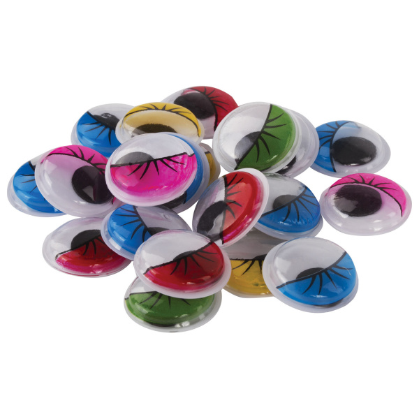 Глазки для творчества, вращающиеся, с ресницами, 18 мм, 20 шт., цветные, ОСТРОВ СОКРОВИЩ, 661320 - Глазки для творчества