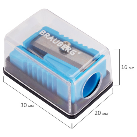 Точилка BRAUBERG "Assistant Mini", с контейнером, пластиковая, корпус ассорти, 228458 - Точилки ручные