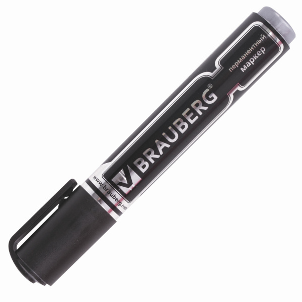 Маркер перманентный BRAUBERG "Neo", ЧЕРНЫЙ, круглый наконечник 5 мм, с клипом, 150480 - Маркеры перманентные