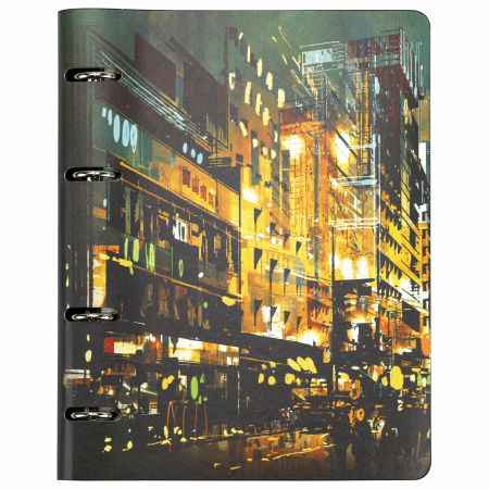 Тетрадь на кольцах А5 (180х220 мм), 80 листов, под кожу, клетка, BRAUBERG VISTA, "Avenue", 112137 - Тетради на кольцах и сменные блоки к ним