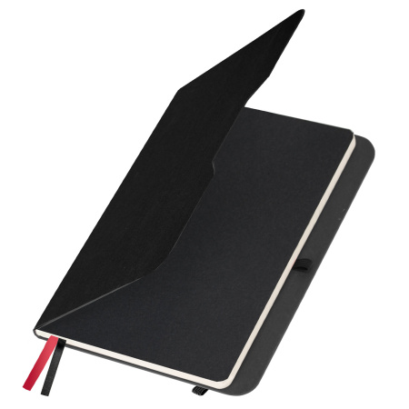 Блокнот А5 (162х218 мм), BRAUBERG "NOTE", под кожу софт-тач, с резинкой, 80 л., клетка, черный, 113437 - Бизнес-блокноты и бизнес-тетради