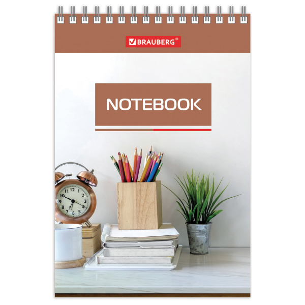 Блокнот МАЛЫЙ ФОРМАТ (97х145 мм) А6, 40 л., гребень, картон, клетка, BRAUBERG, "Идеальный офис", 129823 - Блокноты