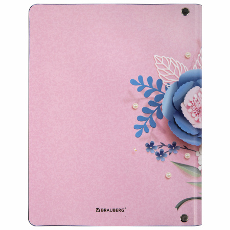 Тетрадь на кольцах А5 (180х220 мм), 80 листов, под кожу, клетка, BRAUBERG VISTA, "Bouquet", 112123 - Тетради на кольцах и сменные блоки к ним