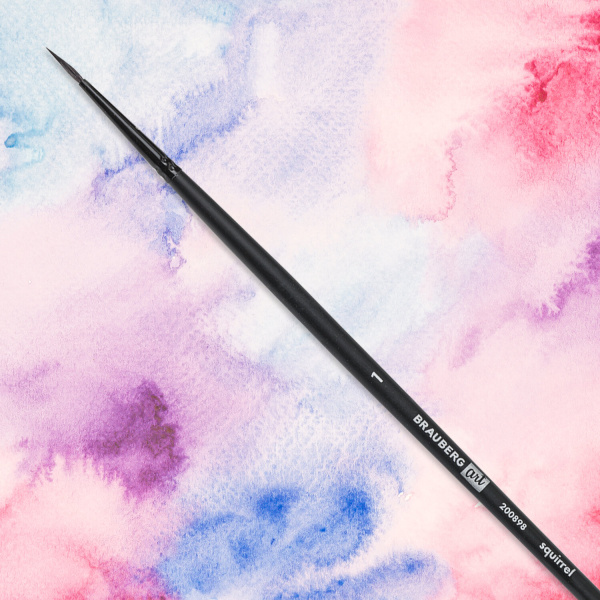 Кисть художественная проф. BRAUBERG ART CLASSIC, белка, круглая, № 1, длинная ручка, 200898 - Кисти художественные из натурального волоса