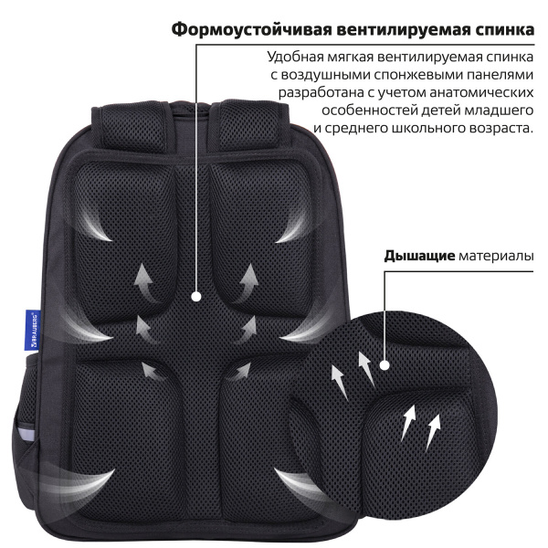 Рюкзак BRAUBERG SOFT, 2 отделения, 3 кармана, "Dangerous spider", СВЕТЯЩИЙСЯ, 40х31х15 см, 270612 - Рюкзаки для начальной и средней школы