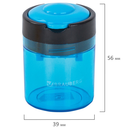 Точилка BRAUBERG "Office Round", 2 отверстия для чернографитных карандашей (в том числе утолщенных), с контейнером, ассорти, 228446 - Точилки ручные