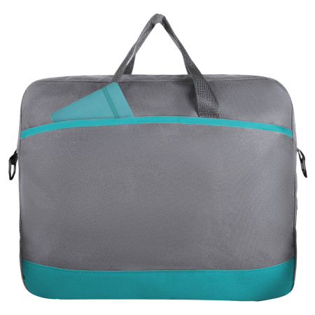 Сумка для документов STAFF "Manager" на молнии с карманом, полиэстер, серо-бирюзовая, 37х32х5 см, 270837 - Сумки для документов