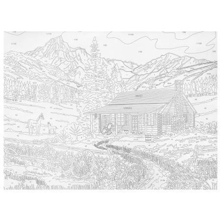 Картина по номерам А3, ОСТРОВ СОКРОВИЩ "ДОМИК В ГОРАХ", С АКРИЛОВЫМИ КРАСКАМИ, картон, кисть, 661635 - Картины по номерам