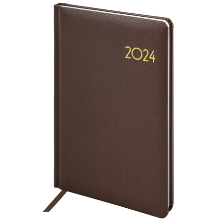 Еженедельник датированный 2024 А5 145х215 мм BRAUBERG "Select", балакрон, коричневый, 115036 - Еженедельники