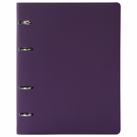 Тетрадь на кольцах А5 (180х220 мм), 120 листов, под кожу, клетка, BRAUBERG "Joy", фиолетовый/светло-фиолетовый, 129989 - Тетради на кольцах и сменные блоки к ним