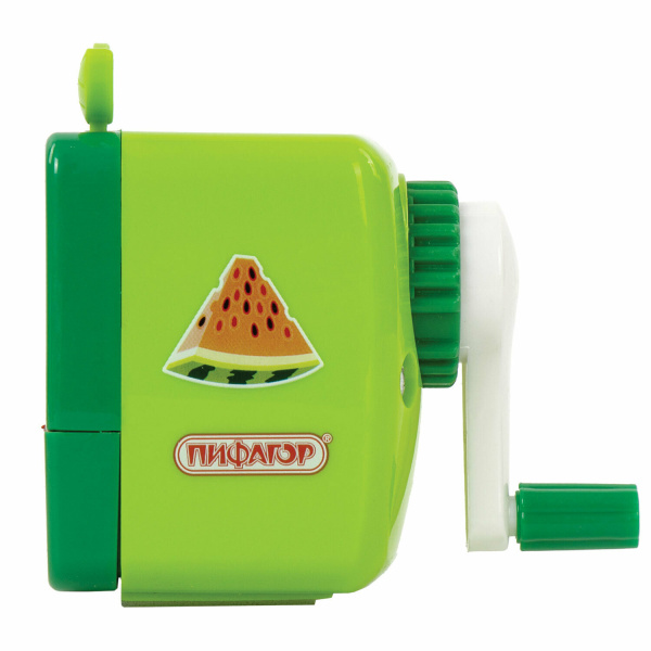 Точилка механическая ПИФАГОР "Арбуз", корпус зелёный/красный, 270427 - Точилки механические