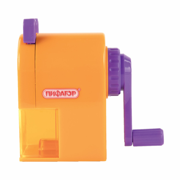 Точилка механическая ПИФАГОР "Монстрик", корпус оранжевый, для чернографитных и цветных карандашей, 228477 - Точилки механические