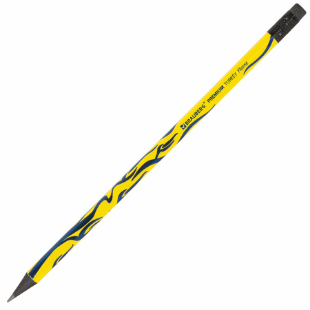 Карандаш чернографитный BRAUBERG "PREMIUM TURKEY", 1 шт., "Flame", НВ, ассорти, дисплей,181565 - Карандаши чернографитные