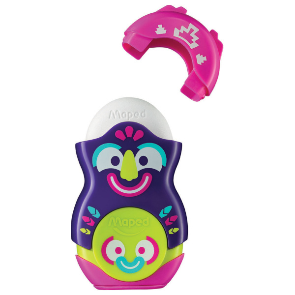 Точилка MAPED "Loopy Fancy", с контейнером и стирательной резинкой, корпус ассорти, 049131 - Точилки ручные