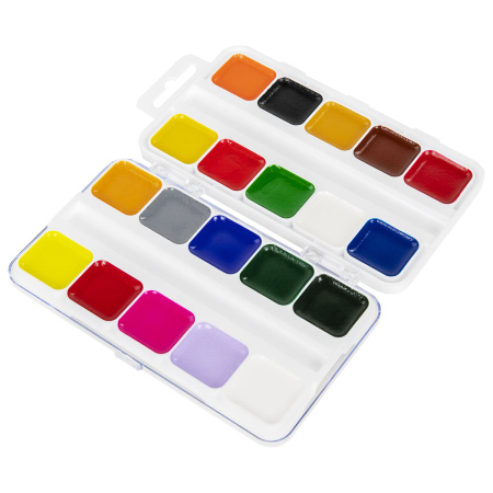 Краски акварельные BRAUBERG KIDS, медовые, 20 цветов, квадратные кюветы, пластиковый пенал, 192283 - Краски для детского творчества