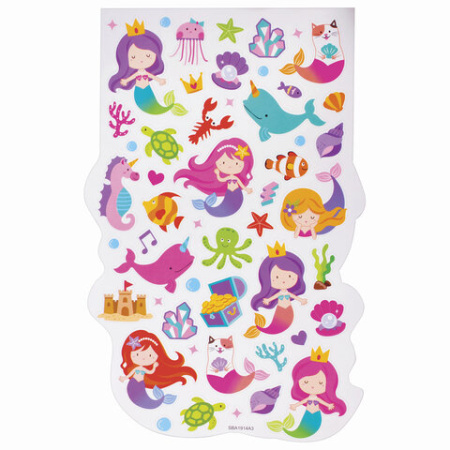 Альбом со сверкающими наклейками "Русалки", 4 листа, более 250 шт., склейка, ЮНЛАНДИЯ, 662697 - Альбомы и папки для рисования
