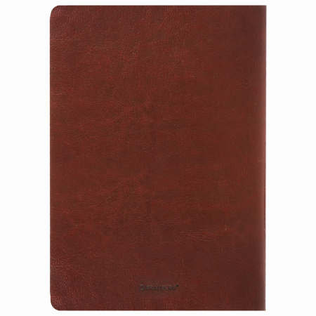 Тетрадь 48 л. в клетку обложка гладкий кожзам, сшивка, A5 (147х210мм), КОРИЧНЕВЫЙ, BRAUBERG VIVA, 403888 - Тетради 40-48 листов