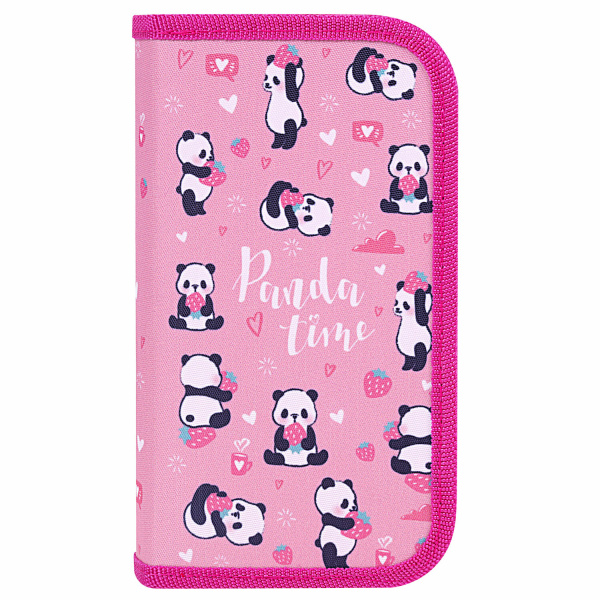 Пенал ЮНЛАНДИЯ, 2 отделения, полиэстер, 19х11 см, "Pandamania", 271540 - Пеналы каркасные