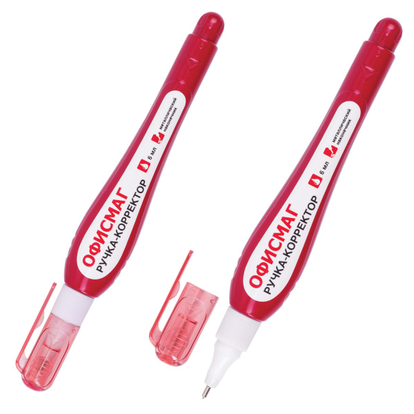 Ручка-корректор ОФИСМАГ, 6 мл, металлический наконечник, 226817 - Корректирующие ручки